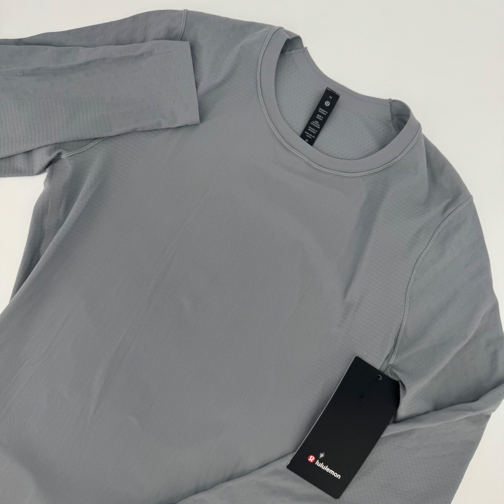 Lululemon SenseKnit Running Long Sleeve Shirt Rhino Grey LM3CQ6S Mens Medium NWT